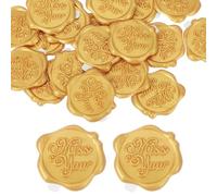 sourcing map 24pcs Wax Seal Stickers, Self Adhesive Envelope Seal Stickers with Miss You Pattern for Wedding Party Invitations, Envelope, Gift Wrapping, Gold