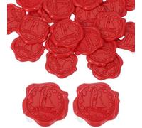 sourcing map 24pcs Wax Seal Stickers, Self Adhesive Envelope Seal Stickers with Wedding Pattern for Wedding Party Invitations, Envelope, Gift Wrapping, Red