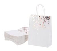 sourcing map 24Pcs White Rose Gold Heart Gift Bags with Handles Bulk, 3.1" x 6.3" x 8.7" Kraft Party Favor Bags for Mother's Day, Weddings, Birthday Celebration, Christmas