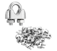 sourcing map 24Pcs Wire Rope Cable Clip Clamps 5/32 Inch M4 Small 304 Stainless Steel U Bolt Saddle Fasteners Hardware for Secure Rigging Marine Guy Line Fence Clothesline, Silver