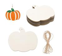 sourcing map 24Pcs Wooden Big Pumpkins Ornaments to Paint, 3.5" x 4" DIY Blank Unfinished Wood Homemade Ornament with Rope for Art Crafts DIY Thanksgiving Halloween Birthday Gifts