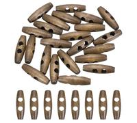 sourcing map 24pcs Wooden Toggle Button, 30mm/1.2" 2 Hole Wood Olive Sewing Buttons for DIY Craft Coat Sweater Clothing Jacket Blazer Bag, Coffee