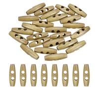 sourcing map 24pcs Wooden Toggle Button, 30mm/1.2" 2 Hole Wood Olive Sewing Buttons for DIY Craft Coat Sweater Clothing Jacket Blazer Bag, Light Coffee