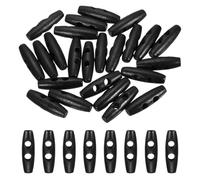 sourcing map 24pcs Wooden Toggle Button, 35mm/1.4" 2 Hole Wood Olive Sewing Buttons for DIY Craft Coat Sweater Clothing Jacket Blazer Bag, Black