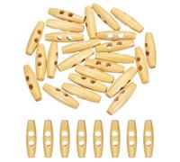 sourcing map 24pcs Wooden Toggle Button, 40mm/1.6" 2 Hole Wood Olive Sewing Buttons for DIY Craft Coat Sweater Clothing Jacket Blazer Bag, Beige