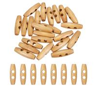sourcing map 24pcs Wooden Toggle Button, 45mm/1.8" 2 Hole Wood Olive Sewing Buttons for DIY Craft Coat Sweater Clothing Jacket Blazer Bag, Brown