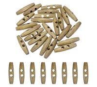 sourcing map 24pcs Wooden Toggle Button, 50mm/2" 2 Hole Wood Olive Sewing Buttons for DIY Craft Coat Sweater Clothing Jacket Blazer Bag, Light Coffee