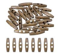 sourcing map 24pcs Wooden Toggle Button, 55mm/2.2" 2 Hole Wood Olive Sewing Buttons for DIY Craft Coat Sweater Clothing Jacket Blazer Bag, Coffee