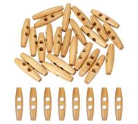 sourcing map 24pcs Wooden Toggle Button, 60mm/2.4" 2 Hole Wood Olive Sewing Buttons for DIY Craft Coat Sweater Clothing Jacket Blazer Bag, Brown