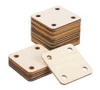 sourcing map 24pcs Wooden Weaving Card, 4 Holes 2x2 Inch Square Tablet Weaving Cards for Knitting Loom Kit Supplies, DIY Knitting Tools