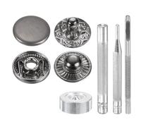 sourcing map 24Set Leather Snaps Fasteners Kit 10mm Dia Brass Press-Stud Cap Button 2.72" Length Metal Snap Buttons with 4 Install Tools for Coat Bag Leather Marine Boat Canvas, Gun