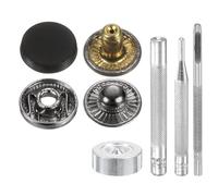 sourcing map 24Set Leather Snaps Fasteners Kit 10mm Dia Brass Press-Stud Cap Button 2.76" Length Metal Snap Buttons with 4 Install Tools for Coat Bag Leather Marine Boat Canvas, Matte Black