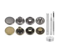 sourcing map 24Set Leather Snaps Fasteners Kit 12.5mm Brass Press-Stud Cap Button Metal Snap Buttons with 4 Install Tools for Coats Bags Leathers Marine Boat Canvas, Gun/Bronze