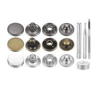 sourcing map 24Set Leather Snaps Fasteners Kit 12.5mm Brass Press-Stud Cap Button Metal Snap Buttons with 4 Install Tools for Coats Bags Leathers Marine Boat Canvas, 3 Colors