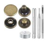 sourcing map 24Set Leather Snaps Fasteners Kit 12.5mm Dia Brass Press-Stud Cap Button 2.72" Length Metal Snap Buttons with 4 Install Tools for Coat Bag Leather Marine Boat Canvas, Bronze