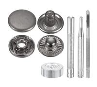 sourcing map 24Set Leather Snaps Fasteners Kit 12.5mm Dia Brass Press-Stud Cap Button 2.76" Length Metal Snap Buttons with 4 Install Tools for Coat Bag Leather Marine Boat Canvas, Gun