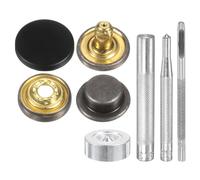 sourcing map 24Set Leather Snaps Fasteners Kit 12.5mm Dia Brass Press-Stud Cap Button 2.8" Length Metal Snap Buttons with 4 Install Tools for Coat Bag Leather Marine Boat Canvas, Matte Black