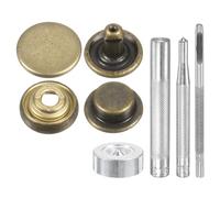 sourcing map 24Set Leather Snaps Fasteners Kit 12.5mm Dia Brass Press-Stud Cap Button 2.8" Length Metal Snap Buttons with 4 Install Tools for Coat Bag Leather Marine Boat Canvas, Bronze