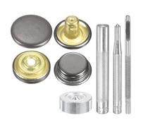 sourcing map 24Set Leather Snaps Fasteners Kit 12.5mm Dia Brass Press-Stud Cap Button 2.83" Length Metal Snap Buttons with 4 Install Tools for Coat Bag Leather Marine Boat Canvas, Gun