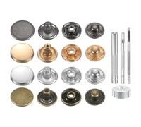 sourcing map 24Set Leather Snaps Fasteners Kit 15mm Brass Press-Stud Cap Button Metal Snap Buttons with 4 Install Tools for Coats Bags Leathers Marine Boat Canvas, 4 Colors
