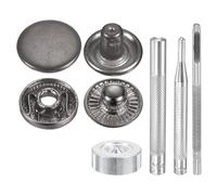 sourcing map 24Set Leather Snaps Fasteners Kit 15mm Dia Brass Press-Stud Cap Button 2.76" Length Metal Snap Buttons with 4 Install Tools for Coat Bag Leather Marine Boat Canvas, Gun