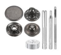 sourcing map 24Set Leather Snaps Fasteners Kit 15mm Dia Brass Press-Stud Cap Button 2.76" Length Metal Snap Buttons with 4 Install Tools for Coat Bag Leather Marine Boats Canvas, Gun