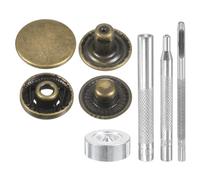 sourcing map 24Set Leather Snaps Fasteners Kit 15mm Dia Brass Press-Stud Cap Button 2.76" Length Metal Snap Buttons with 4 Install Tools for Coat Bag Leather Marine Boat Canvas, Bronze