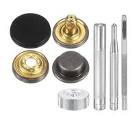 sourcing map 24Set Leather Snaps Fasteners Kit 15mm Dia Brass Press-Stud Cap Button 2.8" Length Metal Snap Buttons with 4 Install Tools for Coat Bag Leather Marine Boat Canvas, Matte Black
