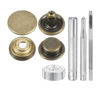 sourcing map 24Set Leather Snaps Fasteners Kit 15mm Dia Brass Press-Stud Cap Button 2.83" Length Metal Snap Buttons with 4 Install Tools for Coat Bag Leather Marine Boat Canvas, Bronze