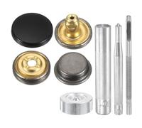 sourcing map 24Set Leather Snaps Fasteners Kit 15mm Dia Brass Press-Stud Cap Button 2.95" Length Metal Snap Buttons with 4 Install Tools for Coat Bag Leather Marine Boat Canvas, Matte Black