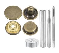 sourcing map 24Set Leather Snaps Fasteners Kit 15mm Dia Brass Press-Stud Cap Button 2.95" Length Metal Snap Buttons with 4 Install Tools for Coat Bag Leather Marine Boat Canvas, Bronze