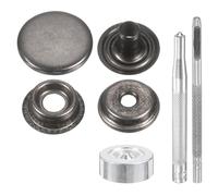sourcing map 24Set Leather Snaps Fasteners Kit 15mm Dia Brass Press-Stud Cap Button 3.31" Length Metal Snap Buttons with 4 Install Tools for Coat Bag Leather Marine Boat Canvas, Gun