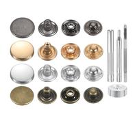 sourcing map 24Set Leather Snaps Fasteners Kit 17mm Brass Press-Stud Cap Button Metal Snap Buttons with 4 Install Tools for Coats Bags Leathers Marine Boat Canvas, 4 Colors