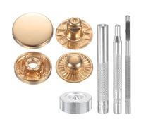 sourcing map 24Set Leather Snaps Fasteners Kit 17mm Dia Brass Press-Stud Cap Button 2.76" Length Metal Snap Buttons with 4 Install Tools for Coat Bag Leather Marine Boat Canvas, Gold