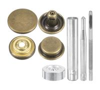 sourcing map 24Set Leather Snaps Fasteners Kit 17mm Dia Brass Press-Stud Cap Button 2.95" Length Metal Snap Buttons with 4 Install Tools for Coat Bag Leather Marine Boat Canvas, Bronze