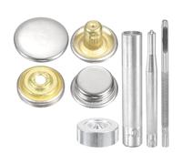 sourcing map 24Set Leather Snaps Fasteners Kit 17mm Dia Brass Press-Stud Cap Button 2.95" Length Metal Snap Buttons with 4 Install Tools for Coat Bag Leather Marine Boat Canvas, Silver