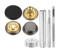 sourcing map 24Set Leather Snaps Fasteners Kit 17mm Dia Brass Press-Stud Cap Button 2.95" Length Metal Snap Buttons with 4 Install Tools for Coat Bag Leather Marine Boat Canvas, Matte Black