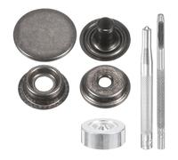 sourcing map 24Set Leather Snaps Fasteners Kit 17mm Dia Brass Press-Stud Cap Button 3.31" Length Metal Snap Buttons with 4 Install Tools for Coat Bag Leather Marine Boat Canvas, Gun