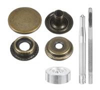 sourcing map 24Set Leather Snaps Fasteners Kit 17mm Dia Brass Press-Stud Cap Button 3.31" Length Metal Snap Buttons with 4 Install Tools for Coat Bag Leather Marine Boat Canvas, Bronze