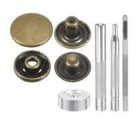 sourcing map 24Set Leather Snaps Fasteners Kit 20mm Dia Brass Press-Stud Cap Button 2.76" Length Metal Snap Buttons with 4 Install Tools for Coat Bag Leather Marine Boat Canvas, Bronze