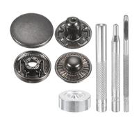 sourcing map 24Set Leather Snaps Fasteners Kit 20mm Dia Brass Press-Stud Cap Button 2.76" Length Metal Snap Buttons with 4 Install Tools for Coat Bag Leather Marine Boat Canvas, Gun