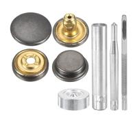 sourcing map 24Set Leather Snaps Fasteners Kit 20mm Dia Brass Press-Stud Cap Button 2.95" Length Metal Snap Buttons with 4 Install Tools for Coat Bag Leather Marine Boat Canvas, Gun