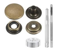 sourcing map 24Set Leather Snaps Fasteners Kit 20mm Dia Brass Press-Stud Cap Button 3.31" Length Metal Snap Buttons with 4 Install Tools for Coat Bag Leather Marine Boat Canvas, Bronze
