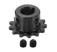 sourcing map #25 Chain Roller Sprocket 10mm Bore 29.5mm OD, 13 Tooth C45 Carbon Steel ANSI #25 Roller Sprocket Round Hole with 3x1.4mm Keyway & Set Screws for ISO 04C Chain, Black