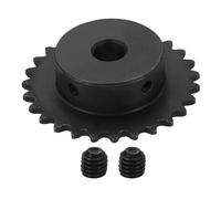 sourcing map #25 Chain Roller Sprocket 10mm Bore 57.5mm OD, 27 Tooth C45 Carbon Steel ANSI #25 Roller Sprocket Round Hole with Set Screws for ISO 04C Chain, Black
