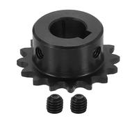 sourcing map #25 Chain Roller Sprocket 12mm Bore 35.5mm OD, 16 Tooth C45 Carbon Steel ANSI #25 Roller Sprocket Round Hole with 5x2.3mm Keyway & Set Screws for ISO 04C Chain, Black