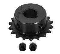 sourcing map #25 Chain Roller Sprocket 12mm Bore 39.5mm OD, 18 Tooth C45 Carbon Steel ANSI #25 Roller Sprocket Round Hole with Set Screws for ISO 04C Chain, Black