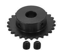 sourcing map #25 Chain Roller Sprocket 12mm Bore 55.5mm OD, 26 Tooth C45 Carbon Steel ANSI #25 Roller Sprocket Round Hole with Set Screws for ISO 04C Chain, Black