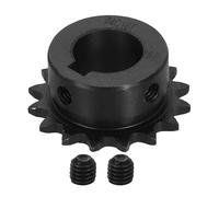 sourcing map #25 Chain Roller Sprocket 15mm Bore 35.5mm OD, 16 Tooth C45 Carbon Steel ANSI #25 Roller Sprocket Round Hole with Set Screws for ISO 04C Chain, Black