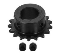 sourcing map #25 Chain Roller Sprocket 15mm Bore 37.5mm OD, 17 Tooth C45 Carbon Steel ANSI #25 Roller Sprocket Round Hole with Set Screws for ISO 04C Chain, Black